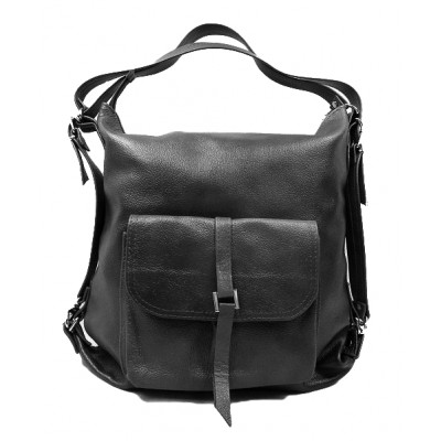 3 in 1 – Leder Damen Tasche mit Rucksackfunktion Schwarz 