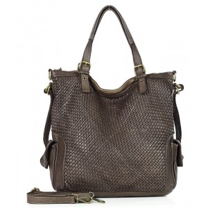 515. Shopper Ledertasche aus geflochten Leder mit Vintage-Effekt