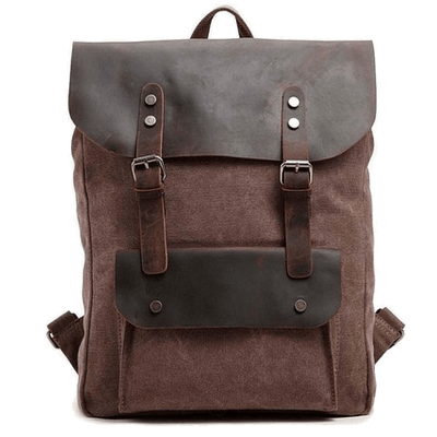 KP1 VINTAGE TAR™  Canvas und Leder Damen Rucksack - Kaffee. 16"