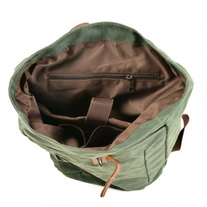 P02 WAX CHESTER UNISEX™ Rucksack Baumwolle gewachste + Naturleder. A4 - 5 Farben 17"