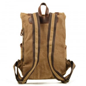 P03 WAX II UNISEX™ Groß Reiserucksack. Damen / Herren. Gewachste Baumwolle + Naturleder. A4 - 3 Farben