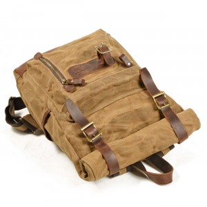 P03 WAX II UNISEX™ Groß Reiserucksack. Damen / Herren. Gewachste Baumwolle + Naturleder. A4 - 3 Farben