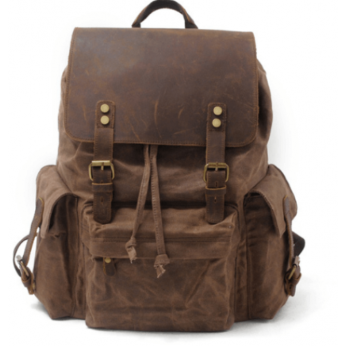 P06 WAX OUTDOOR 2 SCOUT™ Groß Wanderrucksack Damen / Herren. Gewachste Baumwolle + Naturleder. A4 - 4 Farben