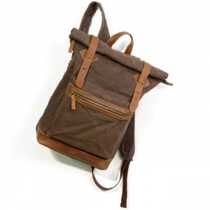 P11 WACHS LORIEN UNISEX™ Rollen Rucksack gewachste Canvas + Naturleder. Damen / Herren. 4 Farben