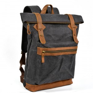 P11 WACHS LORIEN UNISEX™ Rollen Rucksack gewachste Canvas + Naturleder. Damen / Herren. 4 Farben