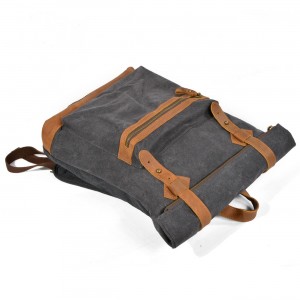 P11 WACHS LORIEN UNISEX™ Rollen Rucksack gewachste Canvas + Naturleder. Damen / Herren. 4 Farben