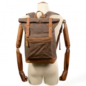 P11 WACHS LORIEN UNISEX™ Rollen Rucksack gewachste Canvas + Naturleder. Damen / Herren. 4 Farben