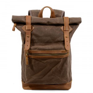 P11 WACHS LORIEN UNISEX™ Rollen Rucksack gewachste Canvas + Naturleder. Damen / Herren. 4 Farben