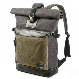 P12 WAX HEBE UNISEX™ Rolen Rucksack canvas gewachste +naturleder. Damen / Herren. 