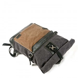 P12 WAX HEBE UNISEX™ Rolen Rucksack canvas gewachste +naturleder. Damen / Herren. 