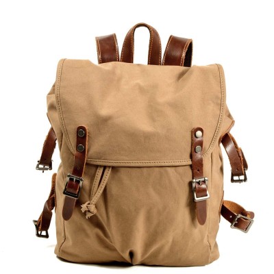 P14 WAX II HIPSTER™ Damen Stadtrucksack für Uni und Alltag aus Segeltuch gewachste + Naturleder. A4 - 3 Farben