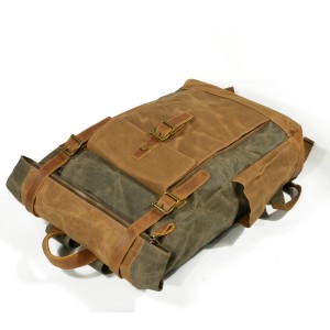 P16 WAX NORDIC™ groß unisex gewachste canvas und leder vintage rucksack. Damen / herren. 