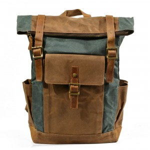 P16 WAX NORDIC™ groß unisex gewachste canvas und leder vintage rucksack. Damen / herren. 