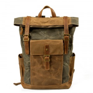 P16 WAX NORDIC™ groß unisex gewachste canvas und leder vintage rucksack. Damen / herren. 