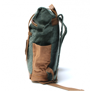 KP5 VINTAGE MARK I™ groß gewachstes canvas mit leder Rucksack. Damen / Herren  - grün. 18"