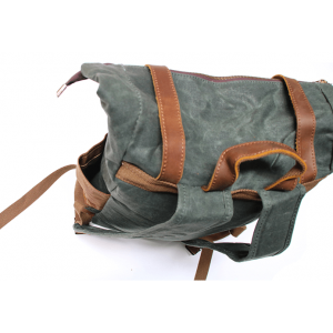 KP5 VINTAGE MARK I™ groß gewachstes canvas mit leder Rucksack. Damen / Herren  - grün. 18"