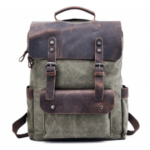 KP6 VINTAGE TAR MAX™ Rucksack aus Canvas mit Leder. Für Damen und Herren - kaffee 15"