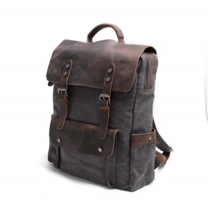 KP6 VINTAGE TAR MAX™ Rucksack aus Canvas mit Leder. Für Damen und Herren - kaffee 15"