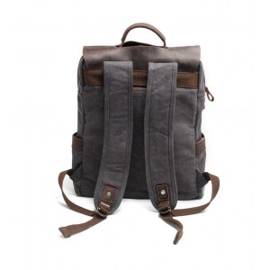 KP6 VINTAGE TAR MAX™ Rucksack aus Canvas mit Leder. Für Damen und Herren - kaffee 15"