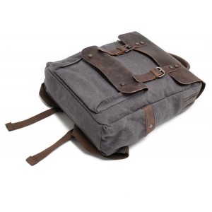 KP6 VINTAGE TAR MAX™ Rucksack aus Canvas mit Leder. Für Damen und Herren - kaffee 15"