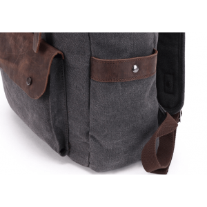 KP6 VINTAGE TAR MAX™ Rucksack aus Canvas mit Leder. Für Damen und Herren - kaffee 15"