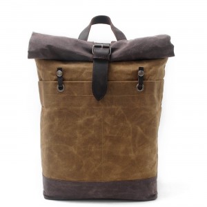 P7 WACHS MARENGO UNISEX™ Rollen Rucksack gewachstes canvas mit echtes leder. Damen / Herren. 4 Farben