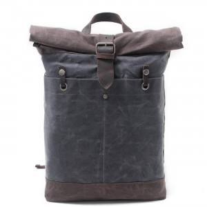 P7 WACHS MARENGO UNISEX™ Rollen Rucksack gewachstes canvas mit echtes leder. Damen / Herren. 4 Farben