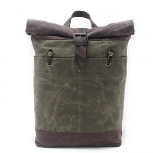 P7 WACHS MARENGO UNISEX™ Rollen Rucksack gewachstes canvas mit echtes leder. Damen / Herren. 4 Farben