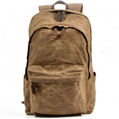 P9 WAX BOSTON UNISEX™ Rucksack gewachstes canvas und naturleder. Damen / Herren. 3 Farben