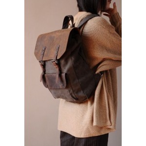 KA3  VINTAGE TAR™  2 in 1 Rucksack Tasche Damen Braun. Canvas & Leder Damen Rucksack - Umhängetasche - Schultertasche Vintage