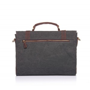 AT3 MESSENGER III VINTAGE™ Canvas - Leder Aktentashe Laptoptasche Arbeitstasche Umhngetasche - Braun 15"